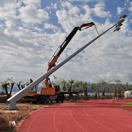 Δημοτικό Στάδιο Αγίου Νικολάου: Έλεγχος στατικής επάρκειας - NDT επιθεώρηση και επισκευή των 4 μεταλλικών πυλώνων φωτισμού