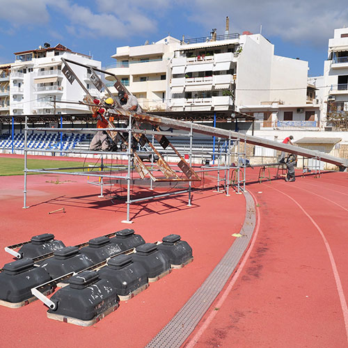 Δημοτικό Στάδιο Αγίου Νικολάου: Έλεγχος στατικής επάρκειας - NDT επιθεώρηση και επισκευή των 4 μεταλλικών πυλώνων φωτισμού
