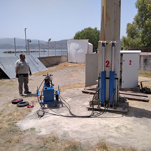 Δημοτικό Στάδιο Αγίου Νικολάου: Έλεγχος στατικής επάρκειας - NDT επιθεώρηση και επισκευή των 4 μεταλλικών πυλώνων φωτισμού