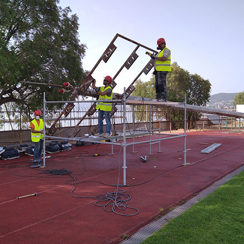 Δημοτικό Στάδιο Αγίου Νικολάου: Έλεγχος στατικής επάρκειας - NDT επιθεώρηση και επισκευή των 4 μεταλλικών πυλώνων φωτισμού