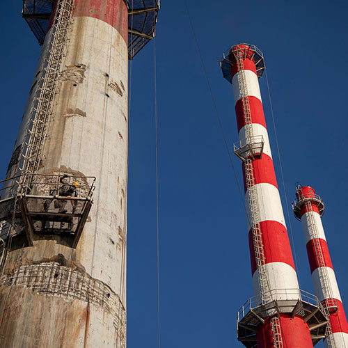 Α.Η.Σ. Λινοπεραμάτων ΔΕΗ: Επισκευή τριών καμινάδων ύψους 80 μέτρων