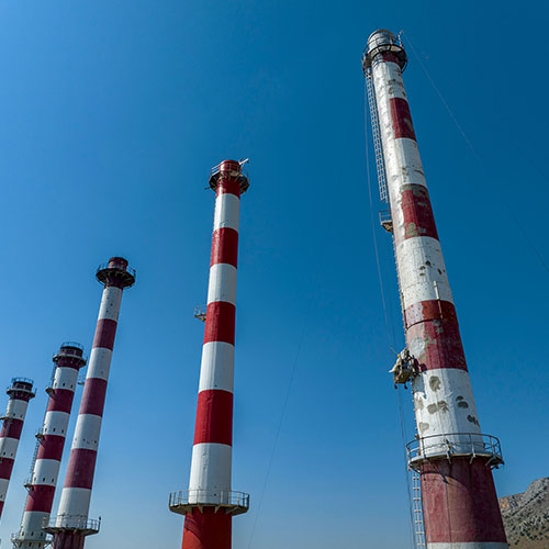 Α.Η.Σ. Λινοπεραμάτων ΔΕΗ: Επισκευή τριών καμινάδων ύψους 80 μέτρων