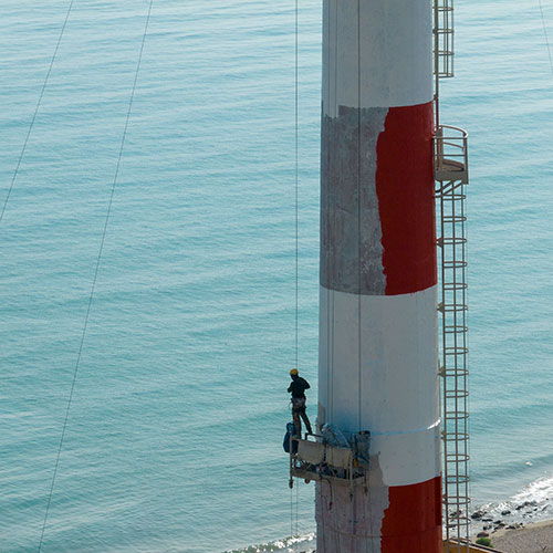 Α.Η.Σ. Λινοπεραμάτων ΔΕΗ: Επισκευή τριών καμινάδων ύψους 80 μέτρων