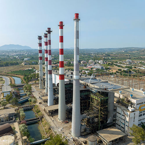 Α.Η.Σ. Λινοπεραμάτων ΔΕΗ: Επισκευή τριών καμινάδων ύψους 80 μέτρων