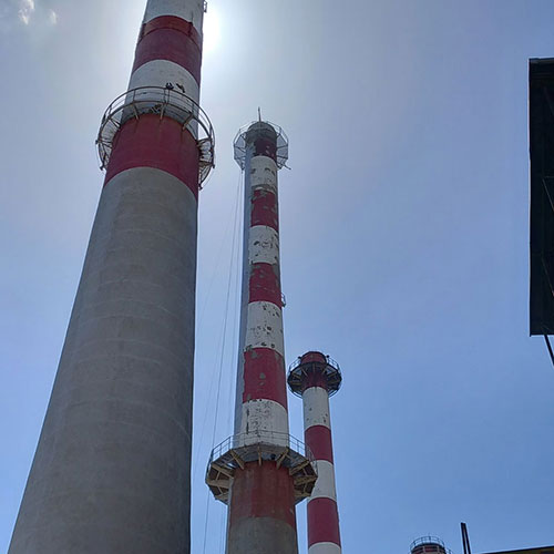 Α.Η.Σ. Λινοπεραμάτων ΔΕΗ: Επισκευή τριών καμινάδων ύψους 80 μέτρων