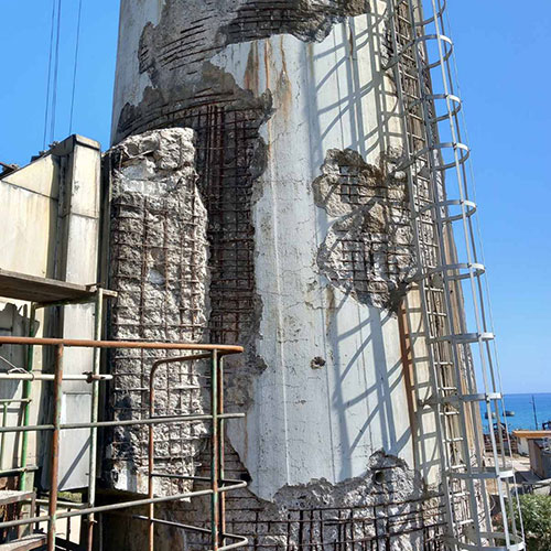 Α.Η.Σ. Λινοπεραμάτων ΔΕΗ: Επισκευή τριών καμινάδων ύψους 80 μέτρων