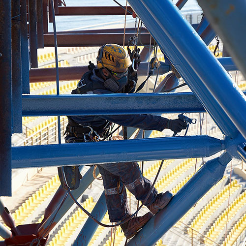 Παγκρήτιο Στάδιο: Συντήρηση και επισκευές χωροδικτυώματος δυτικού στεγάστρου