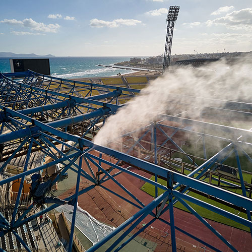 Παγκρήτιο Στάδιο: Συντήρηση και επισκευές χωροδικτυώματος δυτικού στεγάστρου