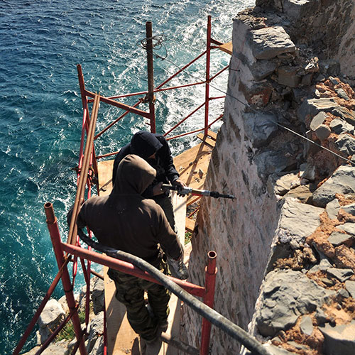 Νήσος Σπιναλόγκα: Αποκατάσταση λιθοδομής του ανατολικού τείχους