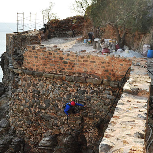 Νήσος Σπιναλόγκα: Αποκατάσταση λιθοδομής του ανατολικού τείχους